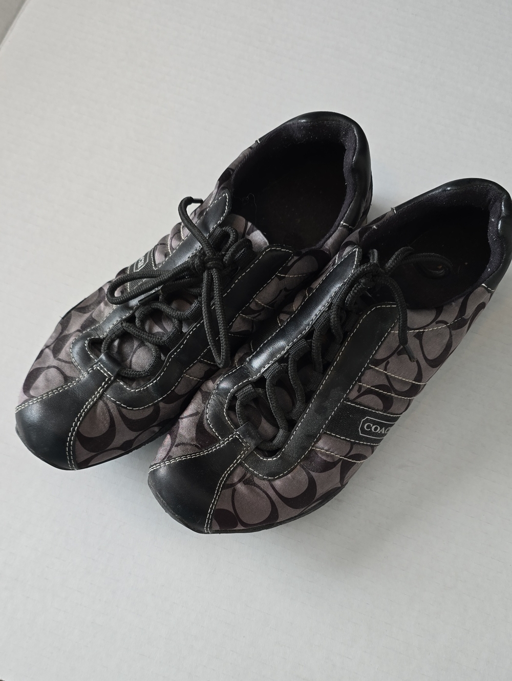 Vintage Y2K Coach Kirby Sateen Signature Monogram Sneakers Black Grey Size 8